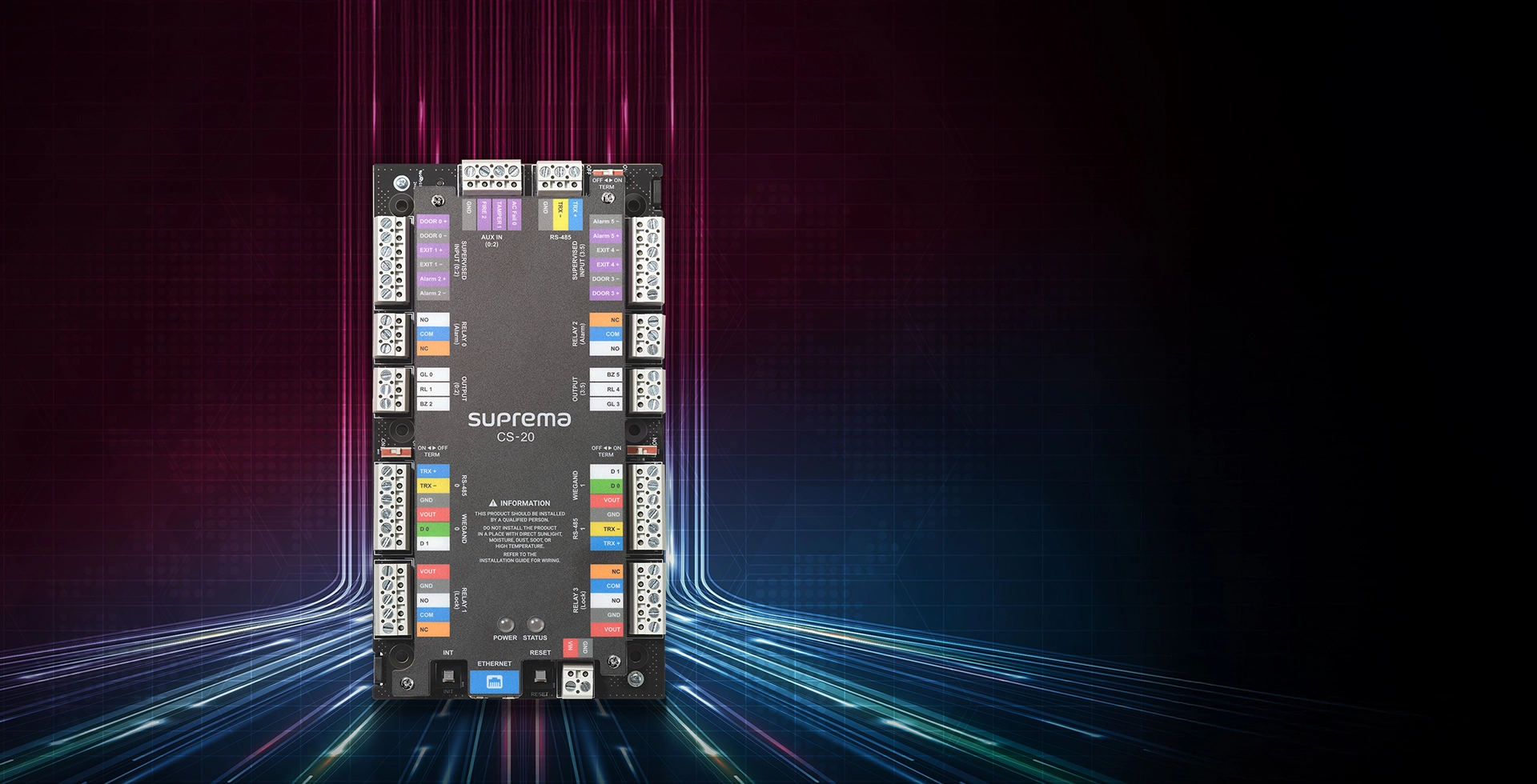 Front view of Suprema CoreStation 20 access controller